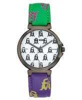 Steve Madden Women's Multi Colored- Green, Purple, Pink, Yellow Polyurethane Leather with Steve Madden Logo and Stitching Watch, 36mm