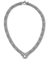 Diamond Circle Mesh 17" Statement Necklace (1/3 ct. t.w.) in Sterling Silver