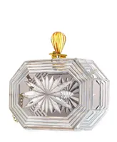 Women's Perfume Bottle Clear Flower Cut Acrylic Box Clutch