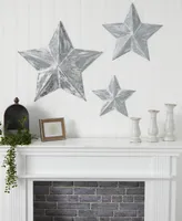 Farmhouse Stars Wall Decoration, Set of 3 - Silver