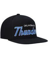 Men's Mitchell & Ness Black Oklahoma City Thunder Hardwood Classics Script 2.0 Snapback Hat