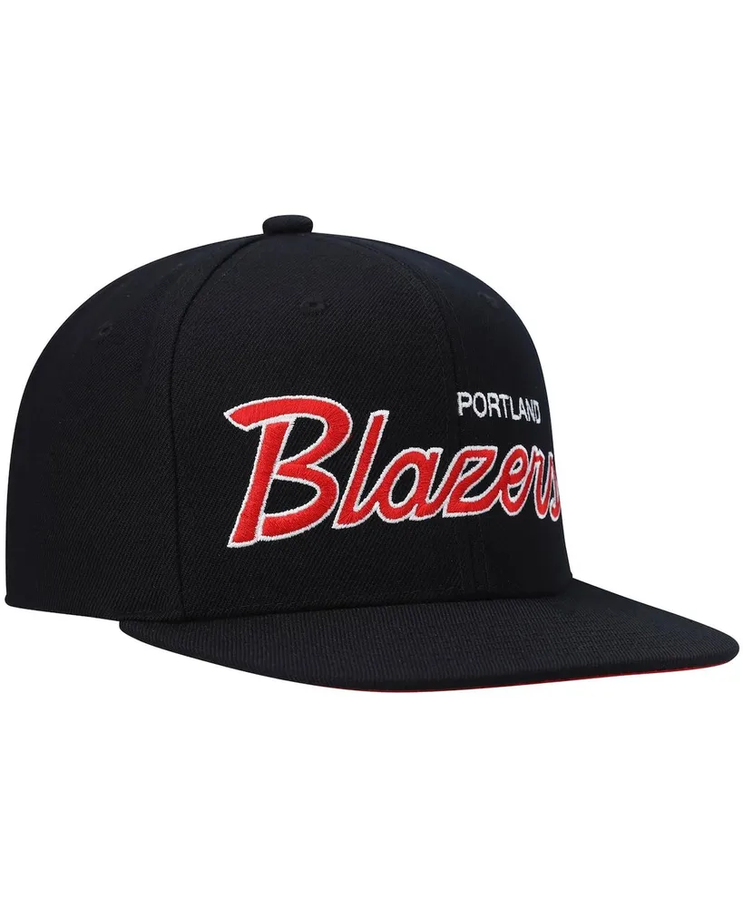 Men's Mitchell & Ness Black Portland Trail Blazers Hardwood Classics Script 2.0 Snapback Hat