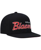 Men's Mitchell & Ness Black Portland Trail Blazers Hardwood Classics Script 2.0 Snapback Hat