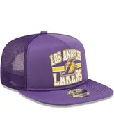 Men's New Era Purple Los Angeles Lakers Logo A-Frame 9Fifty Trucker Snapback Hat