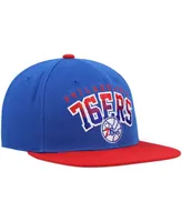 Men's Mitchell & Ness Royal and Red Philadelphia 76ers Hardwood Classics Gradient Wordmark Snapback Hat