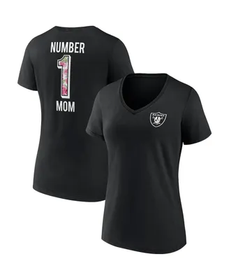 Women's Fanatics Black Las Vegas Raiders Team Mother's Day V-Neck T-shirt