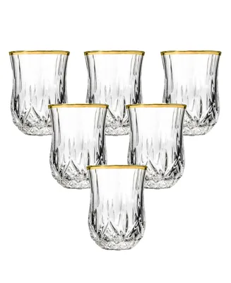 Opera Gold Collection 6 Piece Crystal Shot Glass with Gold Rim Set - Gold