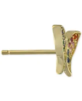 Giani Bernini Rainbow Cubic Zirconia Butterfly Stud Earrings in 18k Gold-Plated Sterling Silver, Created for Macy's