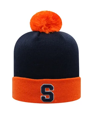 Men's Top of the World Navy and Orange Syracuse Orange Core 2-Tone Cuffed Knit Hat with Pom