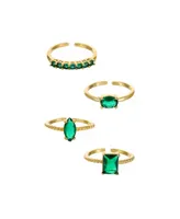 Ettika 18k Gold-Plated 4-Pc. Set Color Cubic Zirconia Rings