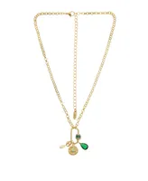 Ettika 18k Gold-Plated Cubic Zirconia & Freshwater Pearl Evil Eye Multi-Charm Pendant Necklace, 15" + 5" extender