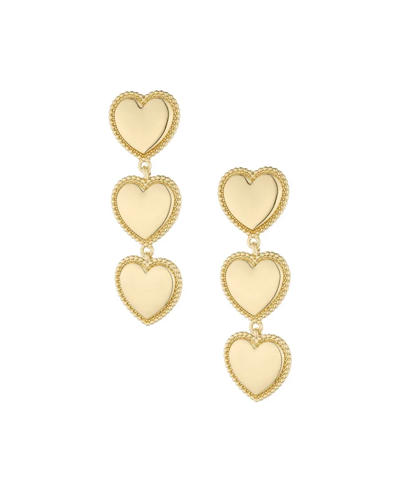 Ettika 18k Gold-Plated Heart Triple Drop Earrings