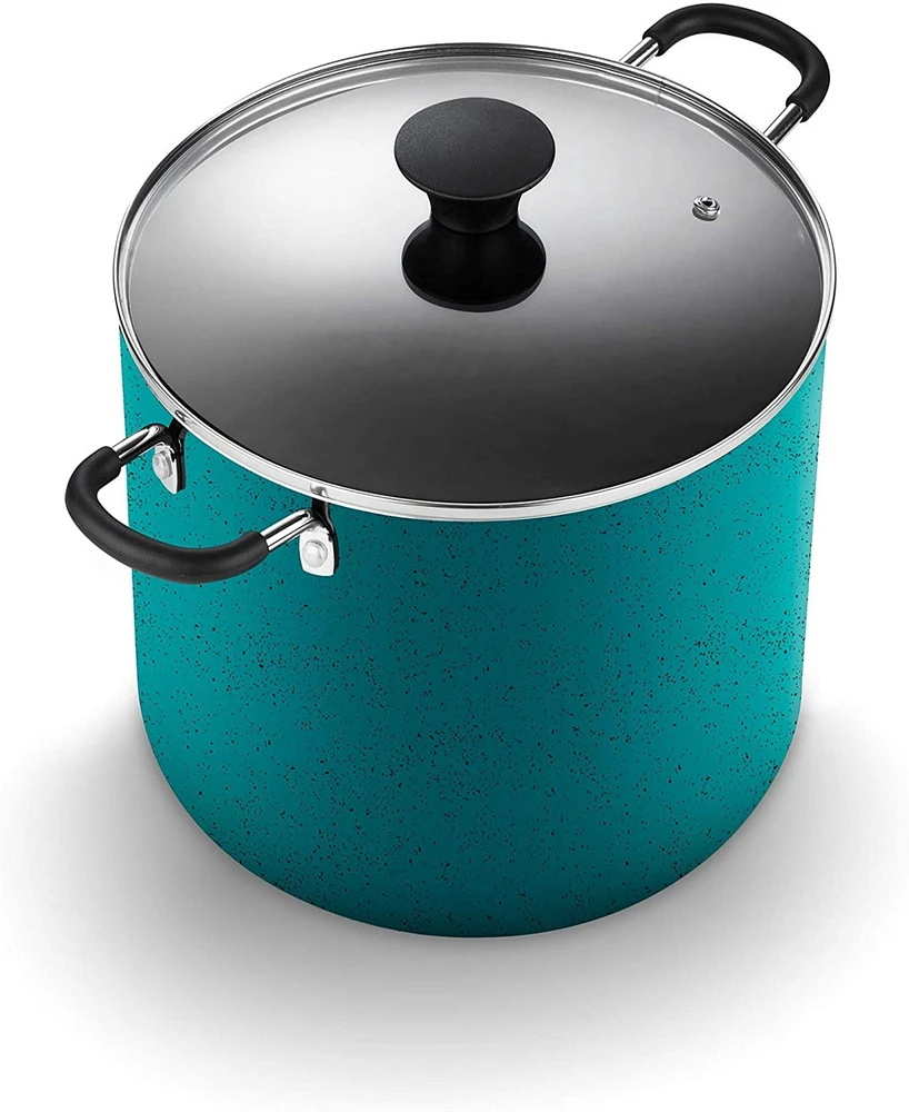Cook N Home Nonstick Stockpot with Lid, 10.5 Quarts, Turquoise (2697)