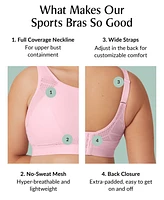 Full Figure Plus No-Sweat Mesh Sports Wirefree Bra 1068