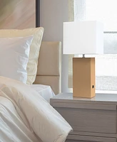 Elegant Designs Modern Leather Table Lamp with Usb