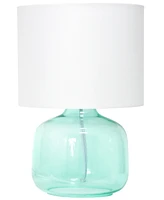 Simple Designs Glass Table Lamp with Fabric Shade, Green White Shade