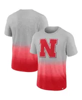 Men's Fanatics Heathered Gray, Scarlet Nebraska Huskers Team Ombre T-shirt