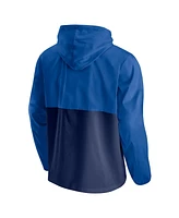 Men's Fanatics Blue, Navy Dallas Mavericks Anorak Block Party Windbreaker Half-Zip Hoodie Jacket