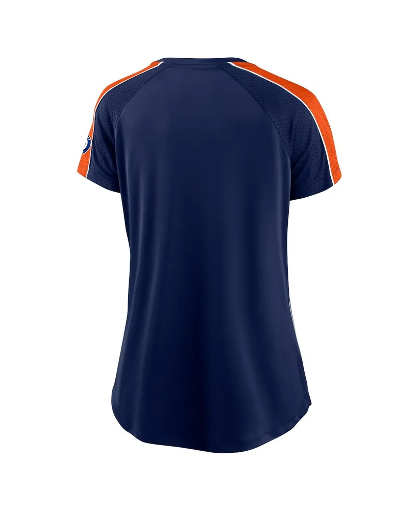 Women's Fanatics Navy and Orange Detroit Tigers True Classic League Diva Pinstripe Raglan V-Neck T-shirt