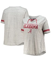 Women's Heathered Gray Alabama Crimson Tide Plus Size Lace-Up V-Neck T-shirt