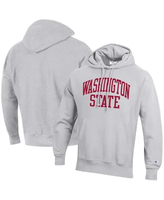Men's Champion Heathered Gray Washington State Cougars Team Arch Reverse Weave Pullover Hoodie