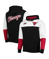 Men's Mitchell & Ness Black Chicago Bulls Hardwood Classics 1996 Nba Finals Fusion 2.0 Colorblock Pullover Hoodie