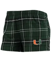 Women's Concepts Sport Green, White Miami Hurricanes Ultimate Flannel Tank Top and Shorts Sleep Set