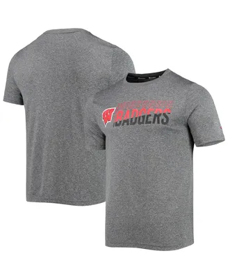 Men's Champion Gray Wisconsin Badgers Slash Stack T-shirt