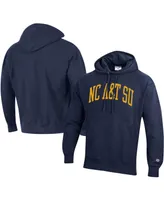 Men's Champion Navy North Carolina A&T Aggies Tall Arch Pullover Hoodie