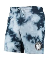 Men's New Era Blue Brooklyn Nets Fleece Tie-Dye Shorts