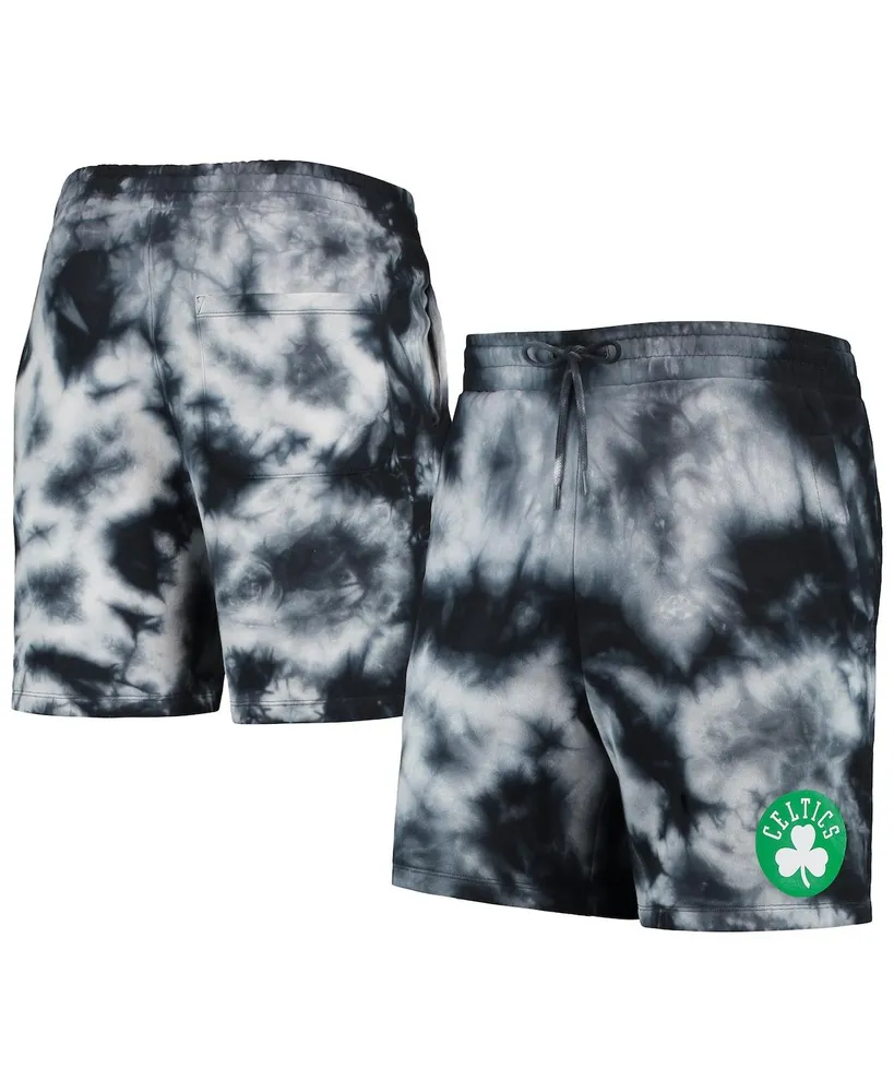 Men's New Era Black Boston Celtics Fleece Tie-Dye Shorts