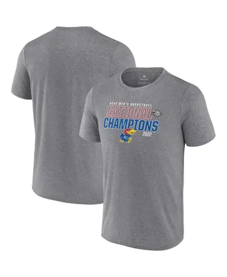 Men's Heathered Gray Kansas Jayhawks 2022 Ncaa Men's Basketball National Champions Synthetic T-shirt