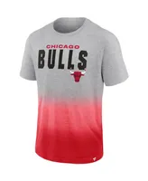 Men's Fanatics Heathered Gray and Red Chicago Bulls Board Crasher Dip-Dye T-shirt