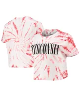 Women's Pressbox Red Wisconsin Badgers Showtime Tie-Dye Crop T-shirt