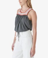 Lucky Brand Women's Cotton Crochet-Trim Bubble Tank