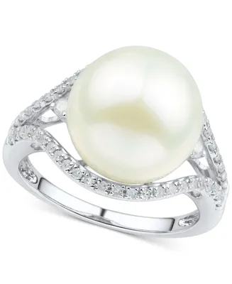 Honora Cultured White Ming Pearl (11-13mm) & Diamond (1/3 ct. t.w.) Ring 14k Gold