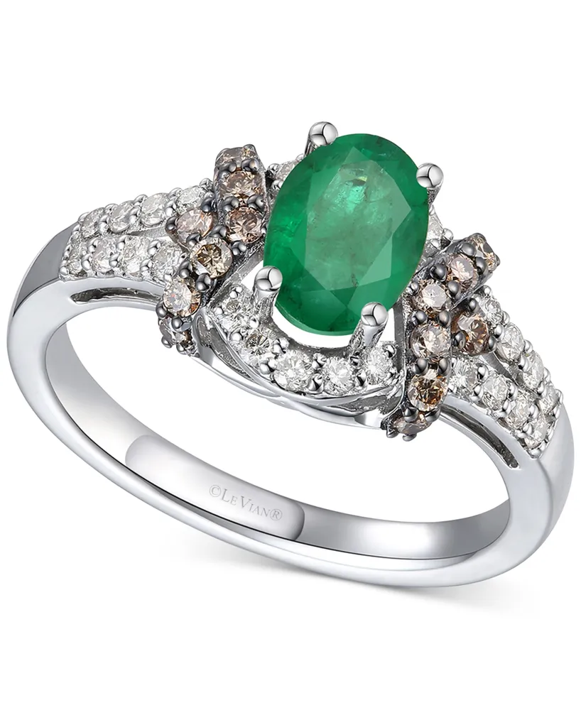 Le Vian Emerald (5/8 ct. t.w.) & Diamond (1/2 ct. t.w.) Ring in 14k White Gold