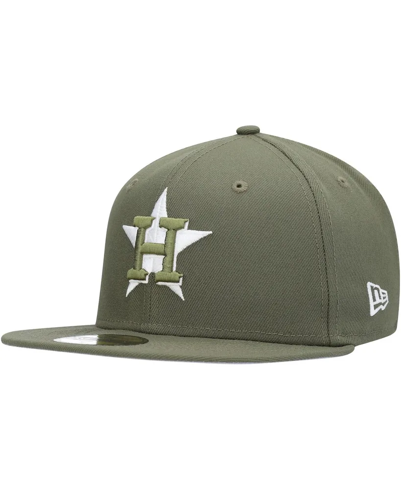 Men's New Era Olive Houston Astros Logo White 59FIFTY Fitted Hat