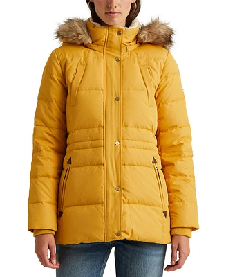 Lauren Ralph Lauren Women's Faux-Fur-Trim Hooded Puffer Coat, Created for Macy's