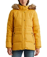 Lauren Ralph Lauren Women's Faux-Fur-Trim Hooded Puffer Coat, Created for Macy's