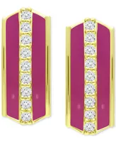 Giani Bernini Cubic Zirconia & Enamel Hoop Earrings, Created for Macy's