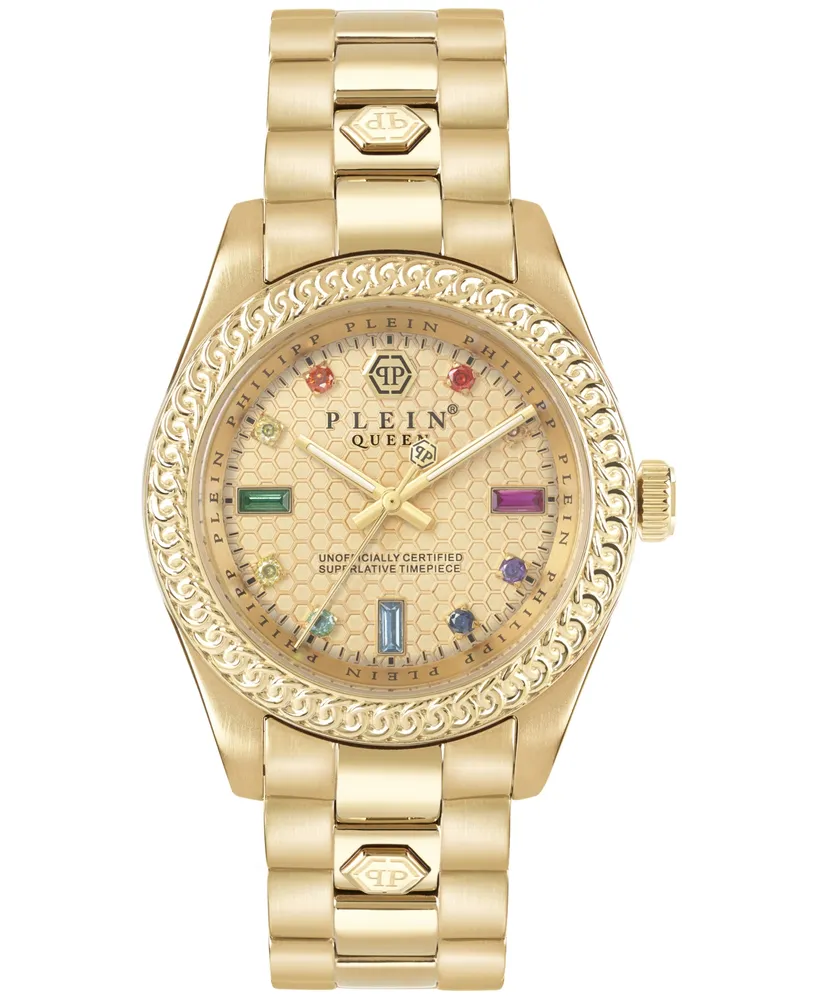 Philipp Plein Women's Queen Gold-Tone Stainless Steel Bracelet Watch 36mm
