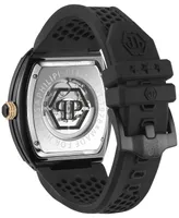 Philipp Plein Men's Automatic The $keleton Black & Gold-Tone Tonneau Strap Watch 44mm