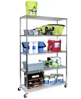 Seville Classics Commercial-Grade 5-Tier Nsf-Certified Steel Wire Wheeled Shelving