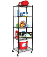 Seville Classics UltraDurable Commercial-Grade 5-Tier Nsf-Certified Steel Wire Wheeled Shelving