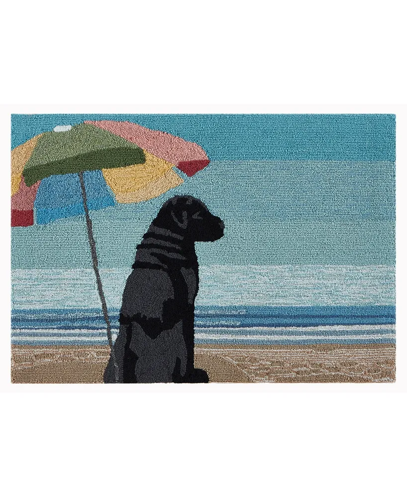 Liora Manne Frontporch Sailing Dog Indoor/Outdoor Rug Blue 30x48