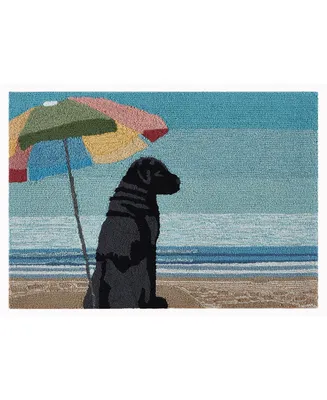 Liora Manne' Frontporch Parasol and Pup 1'8" x 2'6" Outdoor Area Rug