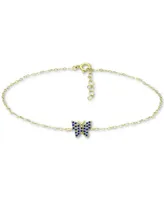 Giani Bernini Blue Cubic Zirconia Butterfly Ankle Bracelet, Created for Macy's