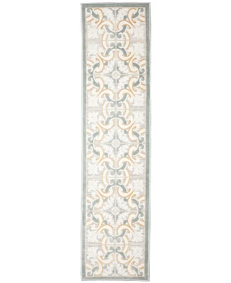 Liora Manne' Canyon Floral Tile 1'10" x 7'6" Runner Outdoor Area Rug