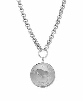 Women's Round Taurus Pendant Necklace - Silver